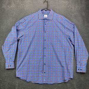 Johnnie-O Men's 2XLT Blue Red Plaid Long Sleeve Button Down‎ Shirt Hangin Out